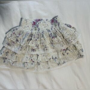 LoveShackFancy Girls Skirt Size 5–6 100% Cotton Elastic Waist Ruffle Tiered Mini